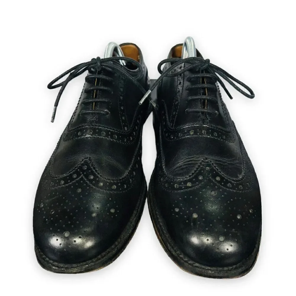 Grenson England Stanley Wingtip‎ Brogue Oxford Black Leather 5033 Men's US 9.5 G